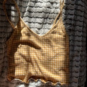 PacSun basics yellow and white checkered tank